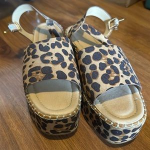 Leopard platform sandals.